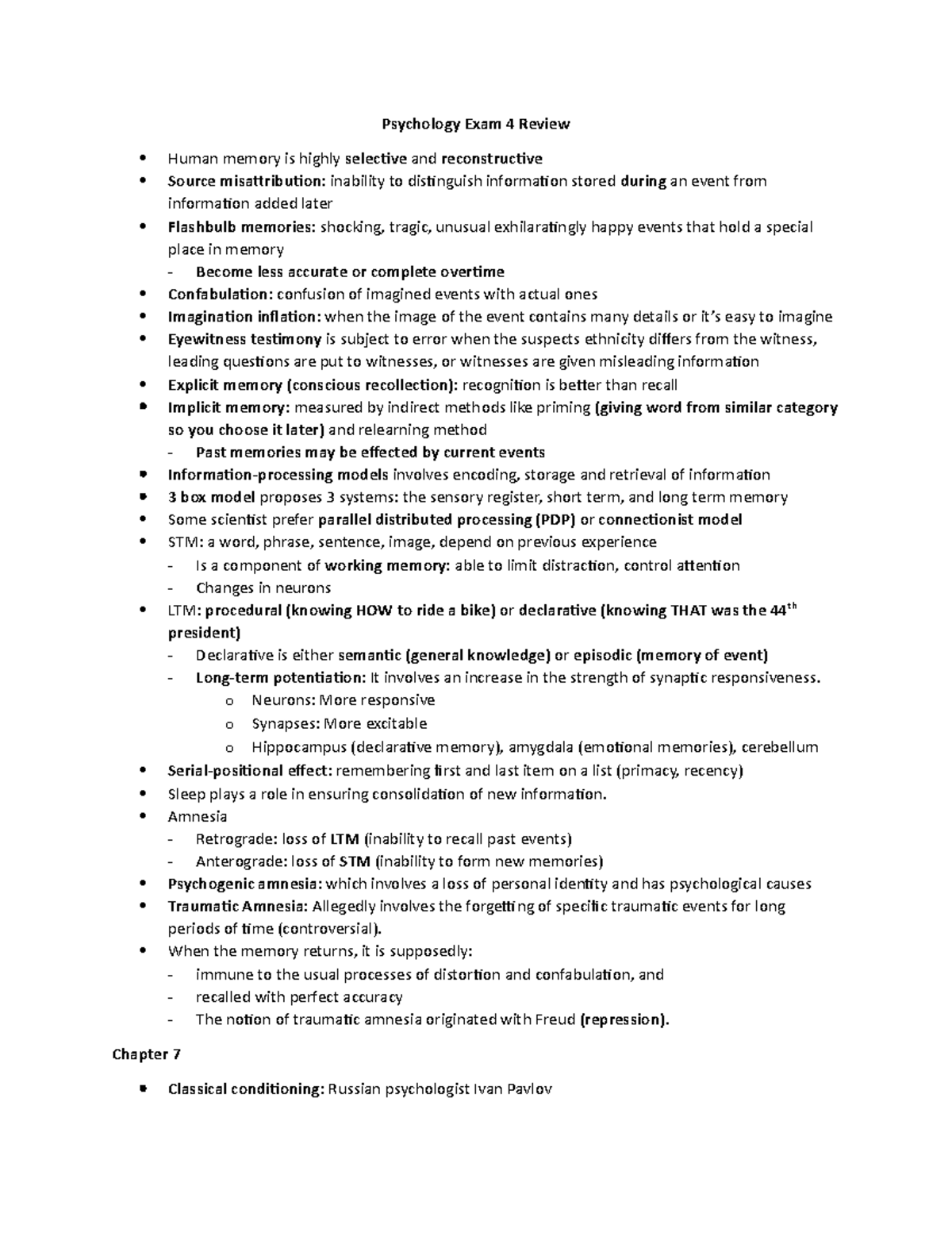 Psychology Exam 4 Review Psychology Exam 4 Review Human memory is