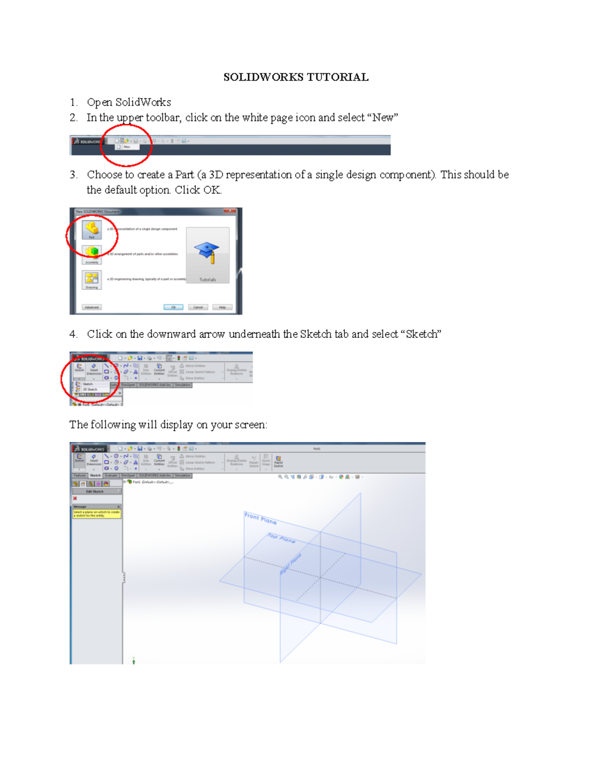 Homework Lab 01 Solidworks Instructions-1 - SOLIDWORKS TUTORIAL Open ...