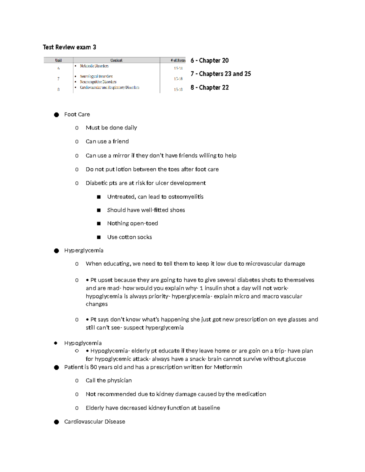 Chronic Exam Review 3 - Test Review exam 3 6 - Chapter 20 7 - Chapters ...