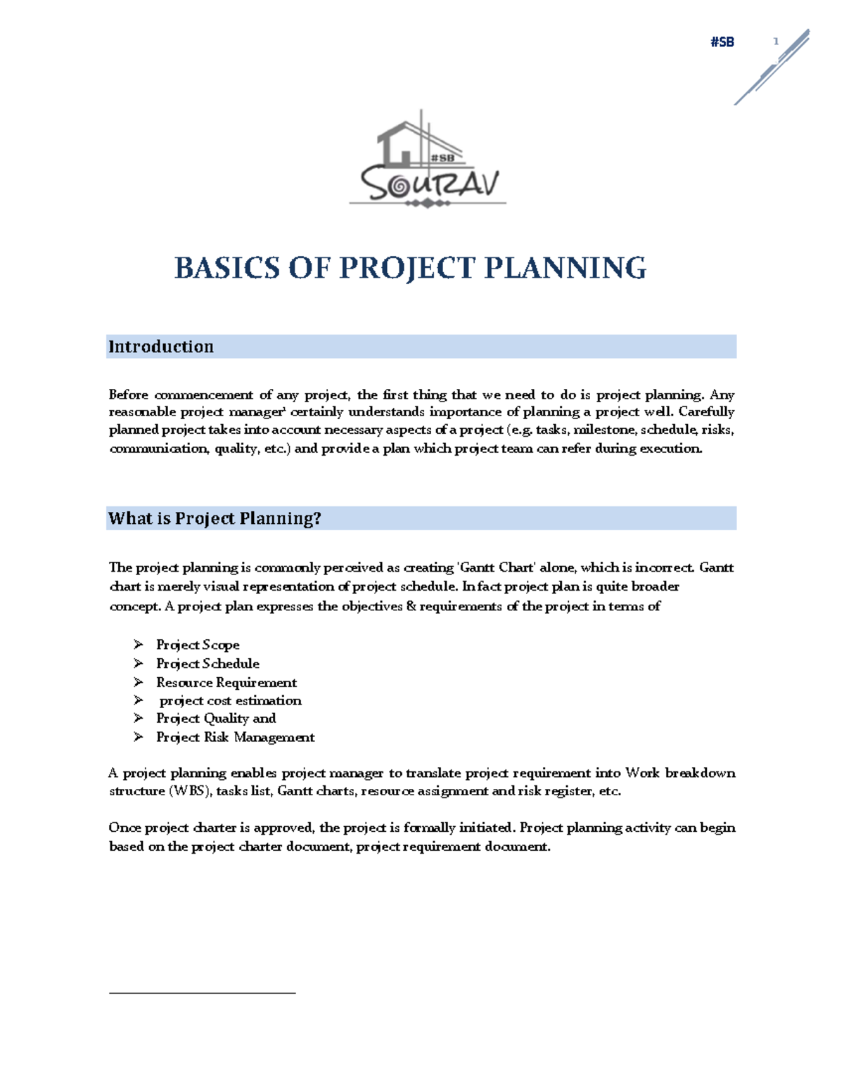 Basics of Project Planning - #SB BASICS OF PROJECT PLANNING ...