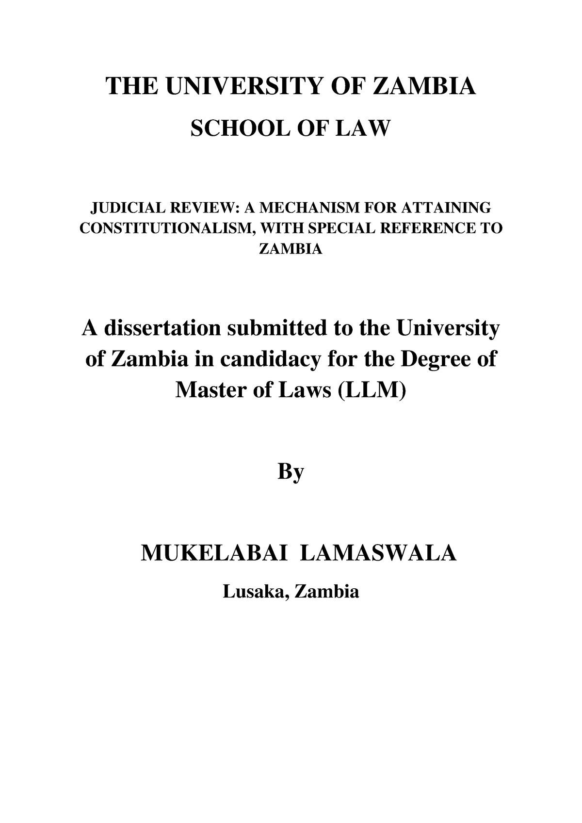 law dissertation topics in zambia