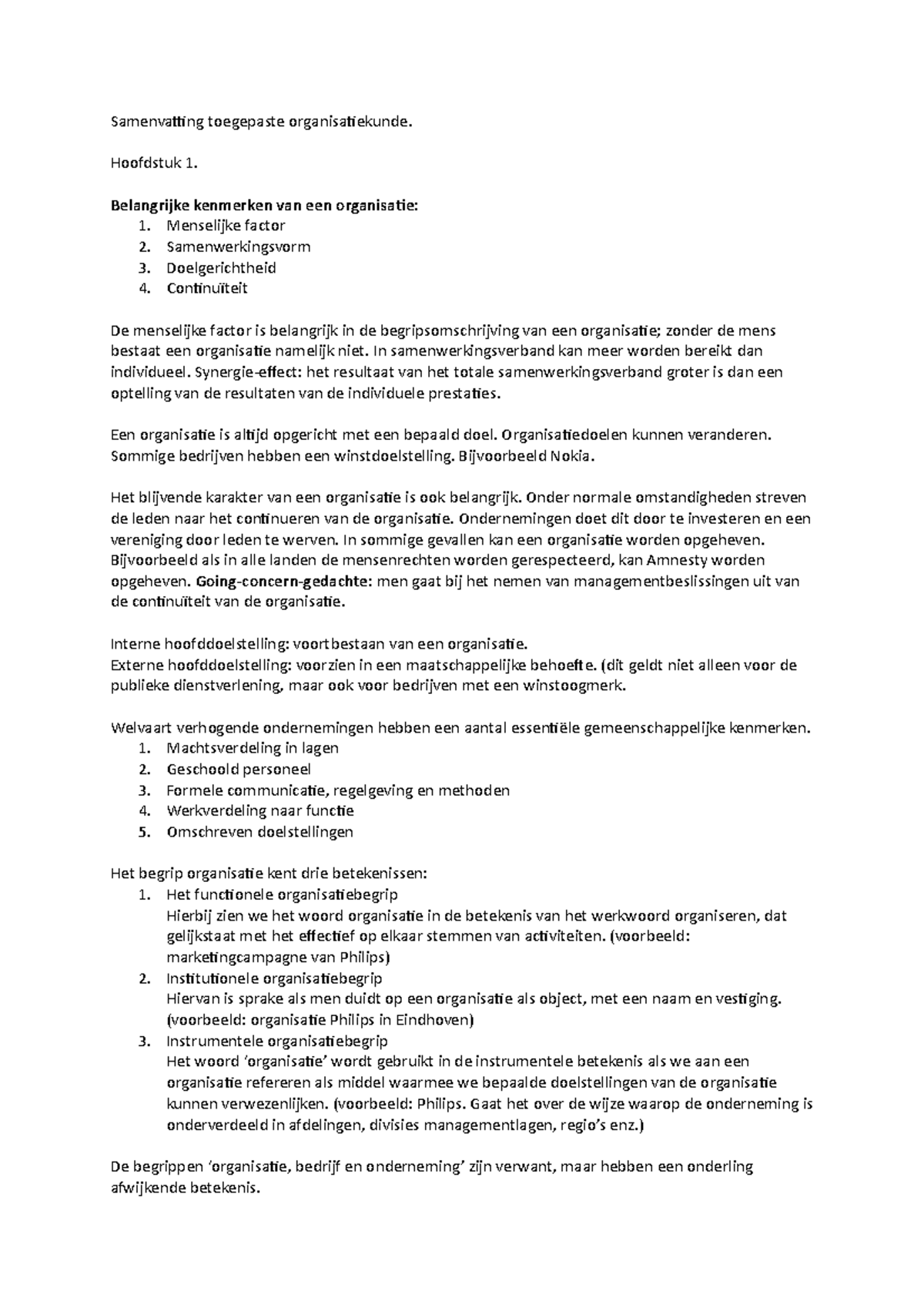 Samenvatting Periode 1 - Samenvatting Toegepaste Organisatiekunde ...