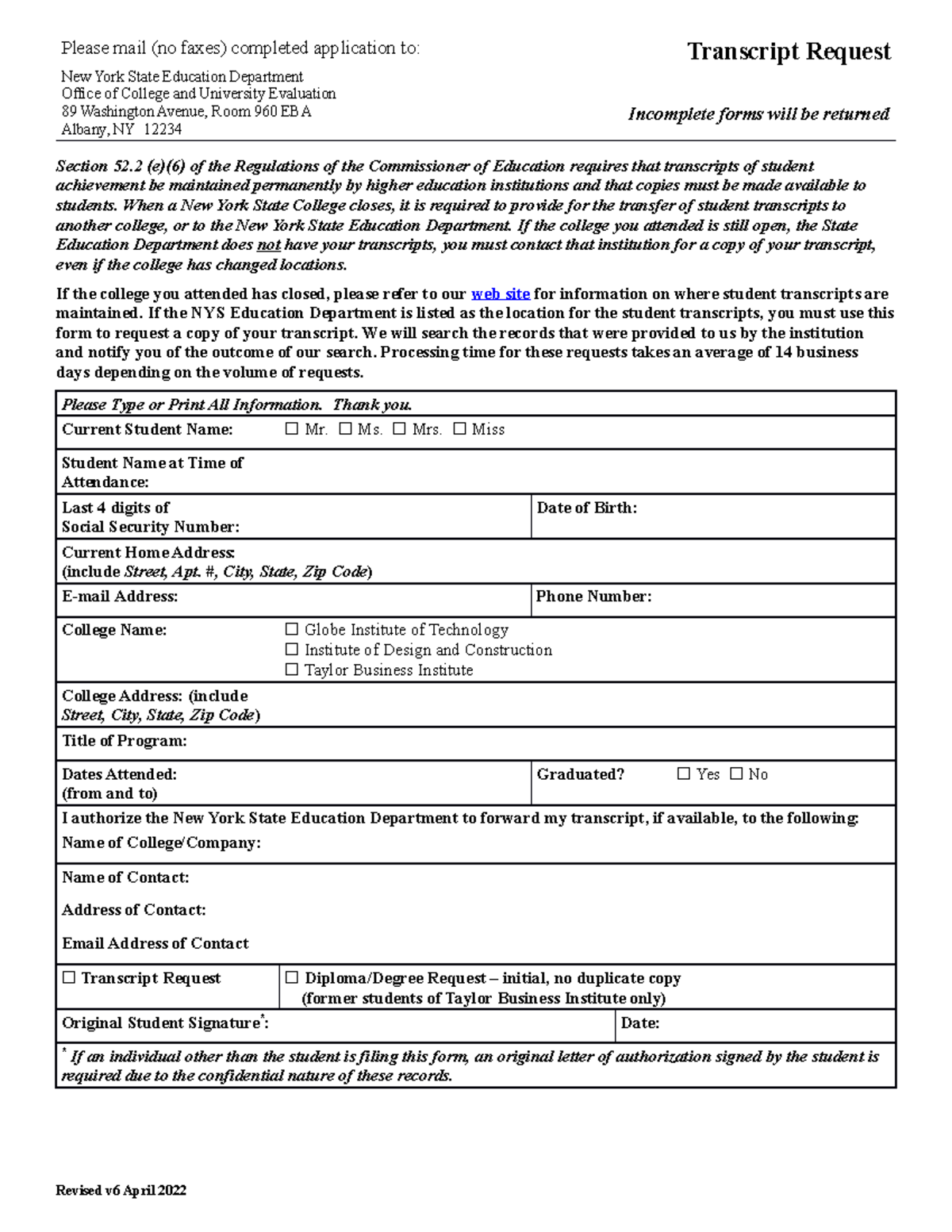 Transcript-request-form - Please mail (no faxes) completed application ...