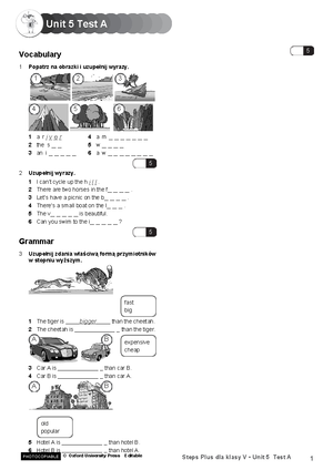 Brainy 5 Unit Test 1 B - UNIT 1 Test B Imię I Nazwisko: Klasa ...