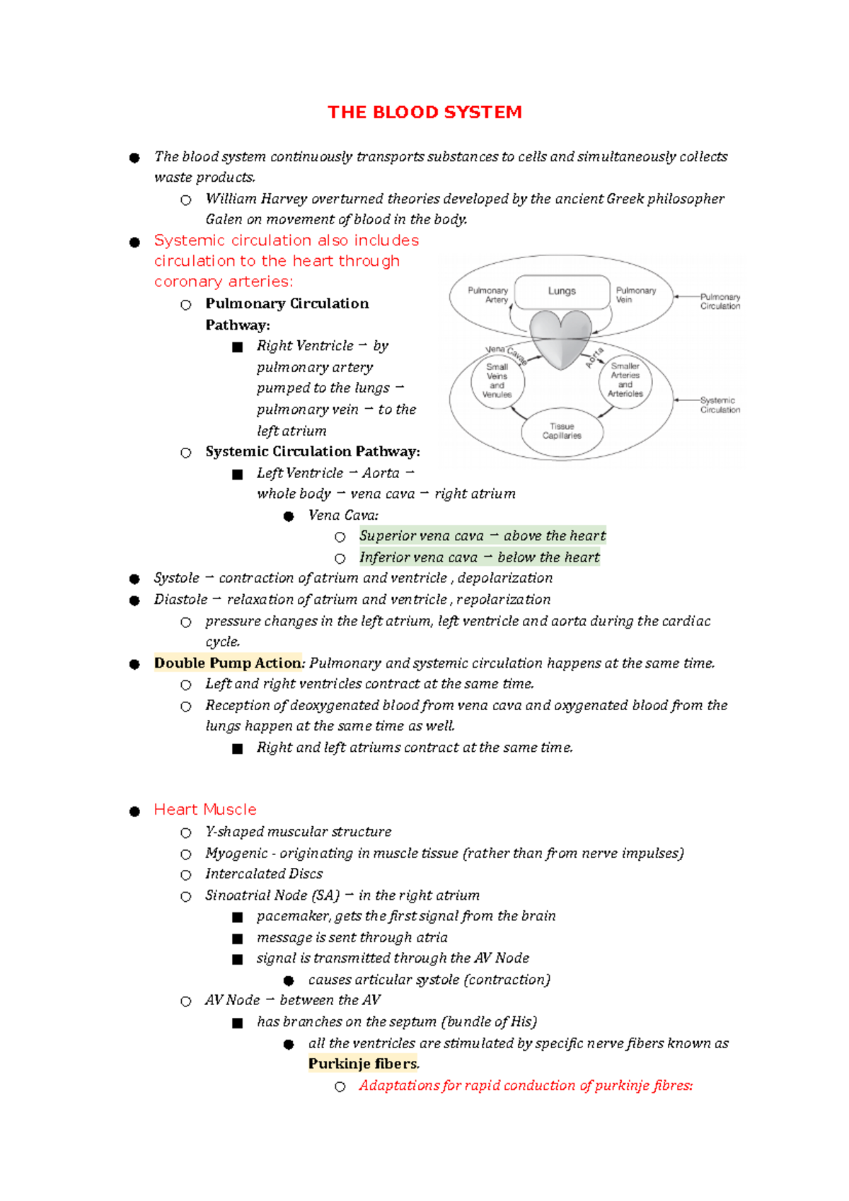 6 - Summary. - THE BLOOD SYSTEM The blood system continuously ...