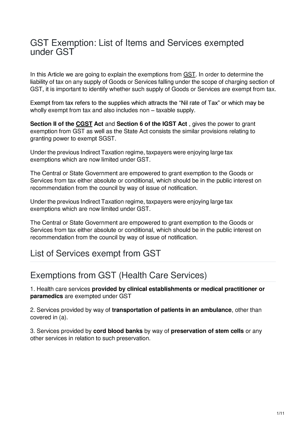 1586326621 GST Exemption List of Items and Services exempted under GST