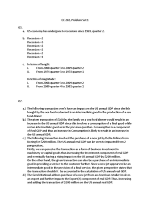 EC 202 PS 1 - First problem set - Intermediate Macroeconomics EC 202 ...