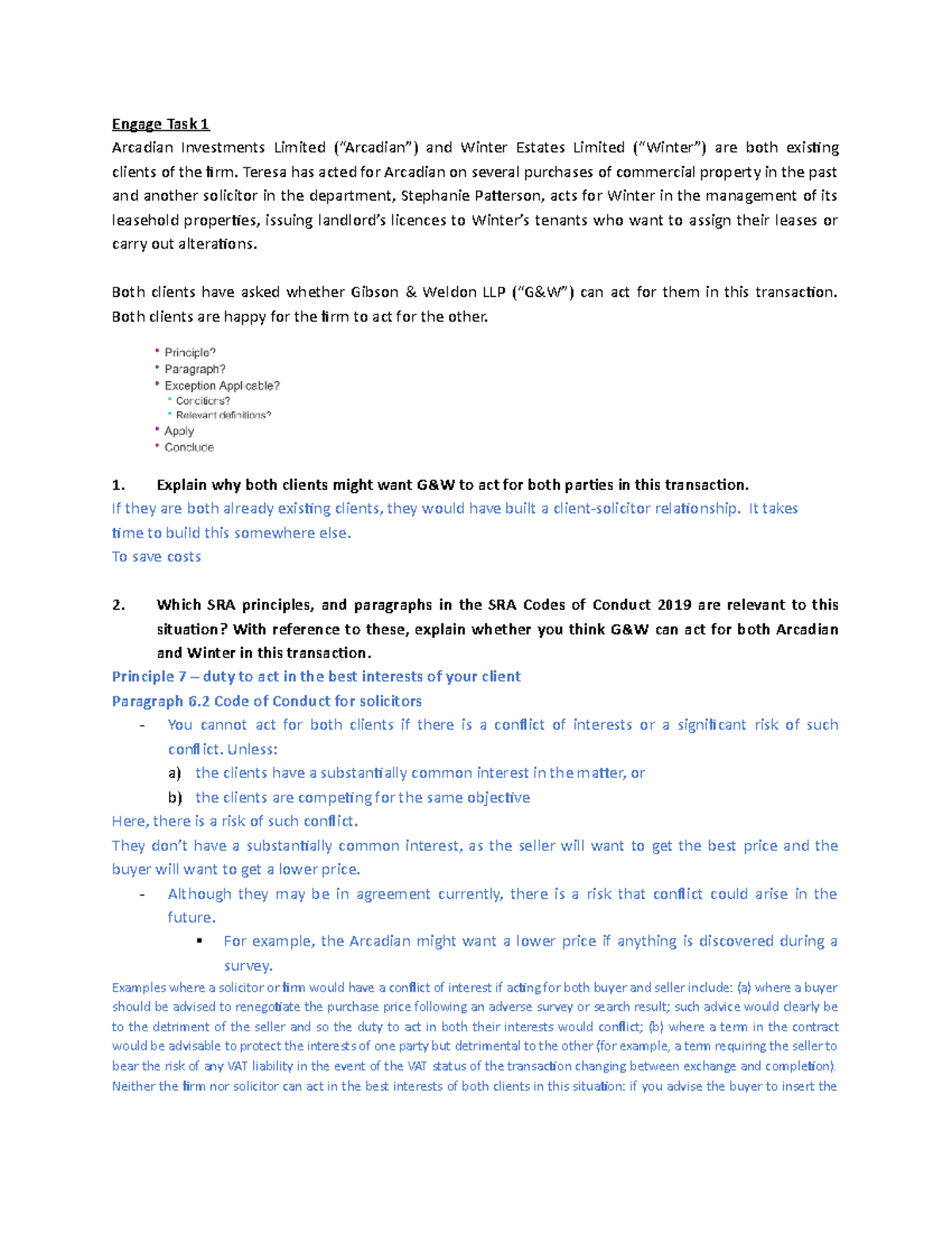 RE WS1 Engage Task 1 Engage Task 1 Arcadian Investments Limited