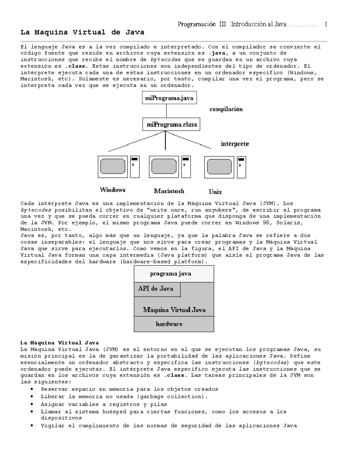 Guia 1 Programacion III Introduccion al Java - La Maquina Virtual de ...