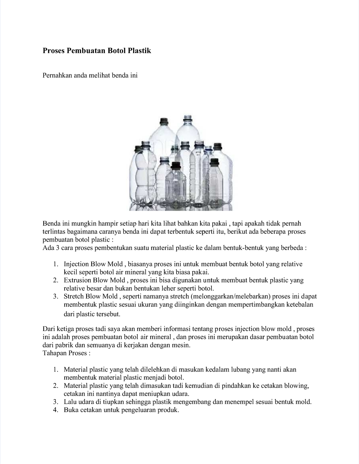 Pdf-pembuatan-botol-plastik Compress - Proses Pembuatan Botol ...