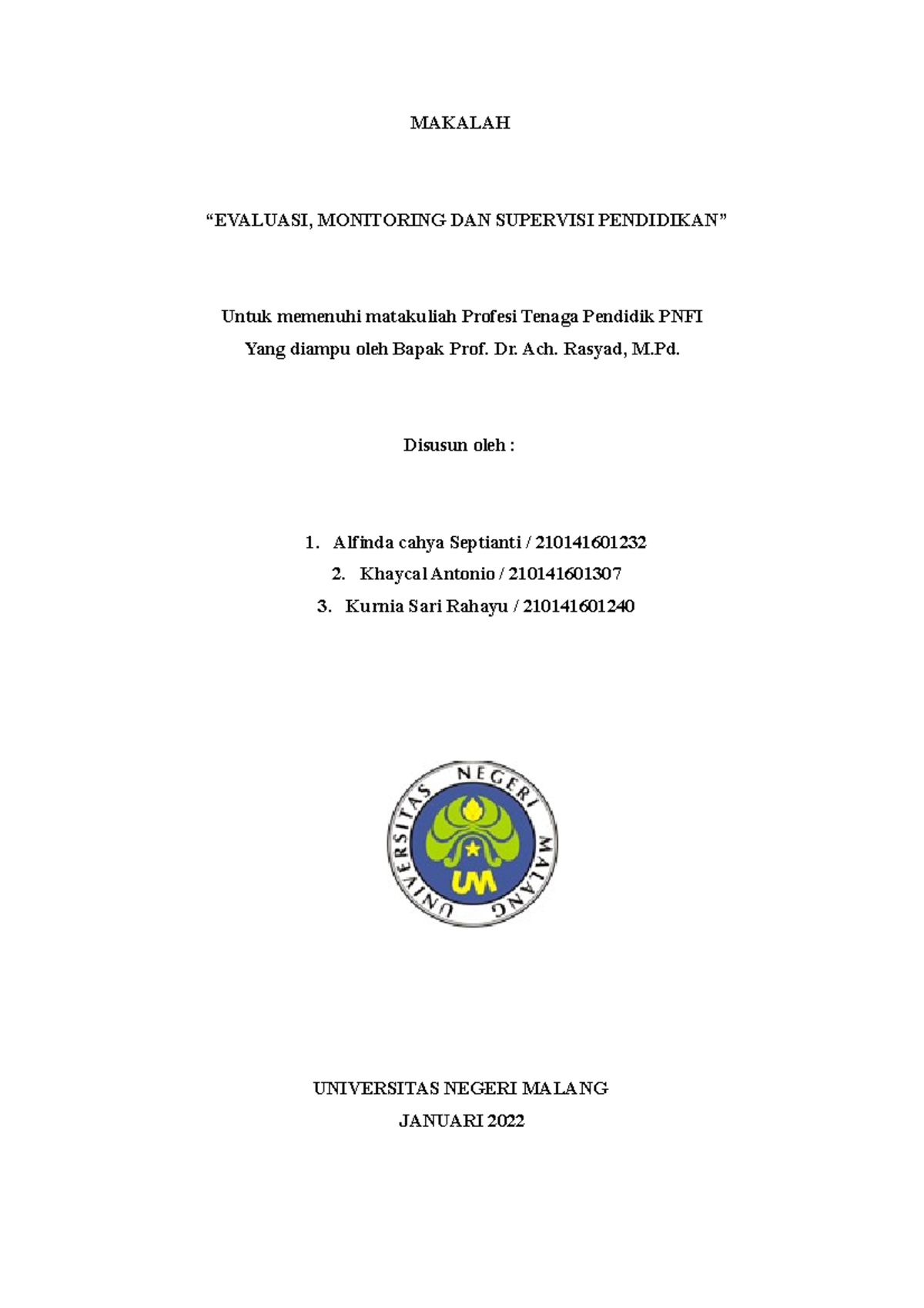 Evaluasi, Monitoring Dan Supervisi Pendidikan - MAKALAH “EVALUASI ...