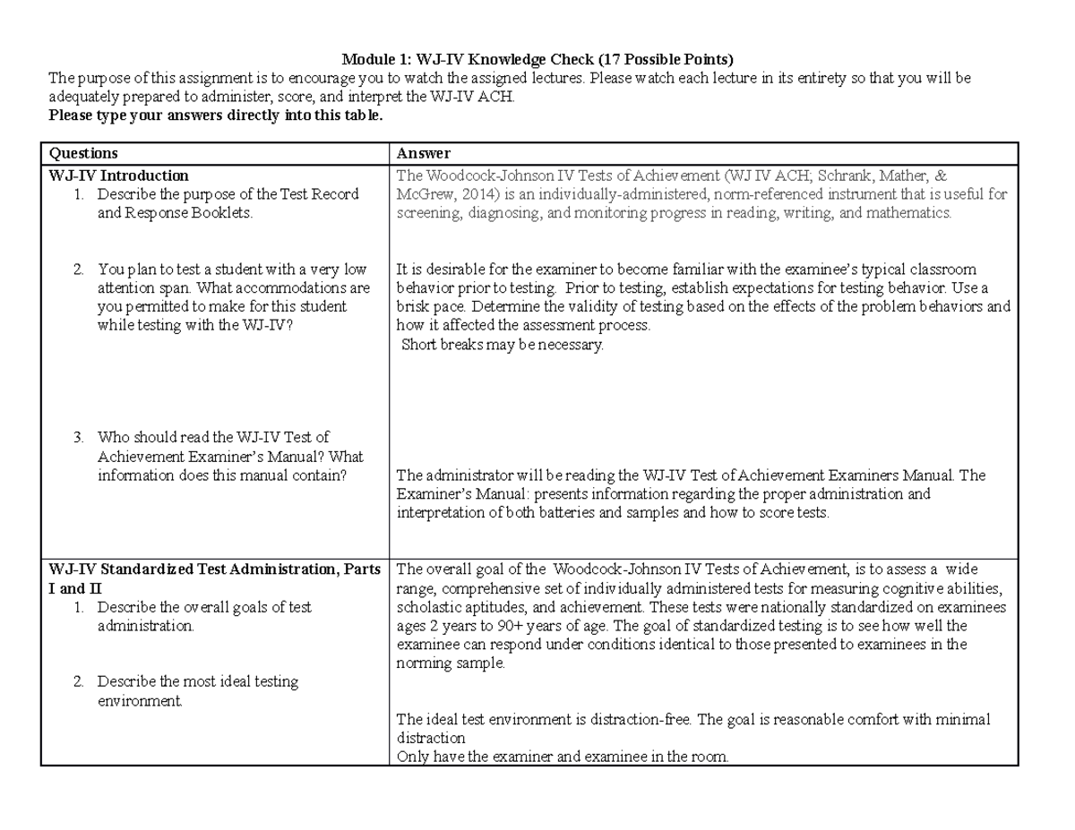 Module 1 WJIV Knowledge Complete Module 1 WJIV Knowledge Check (17