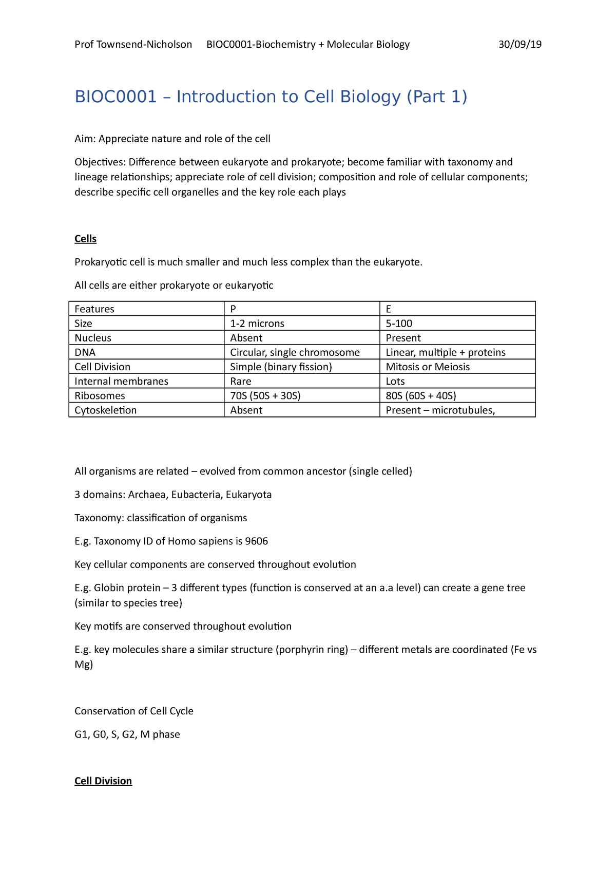 introduction to cell biology assignment