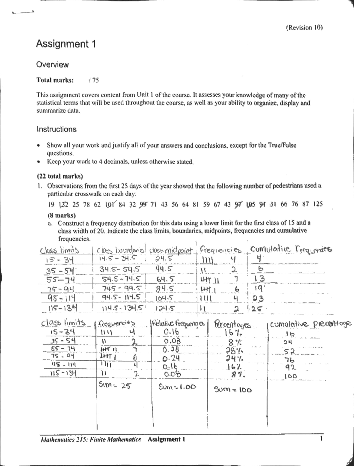 Math 215 1 - Math 215 Assignment 1 - Math 215 - Studocu