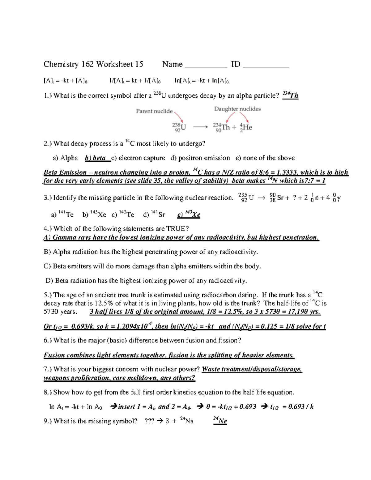 Alpha Beta Gamma Decay Worksheet Worksheet List