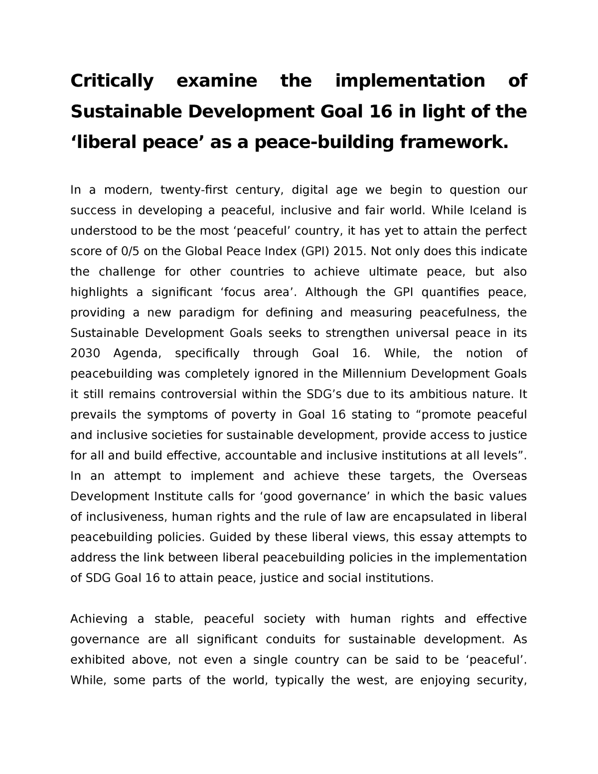 essay on sdg goals