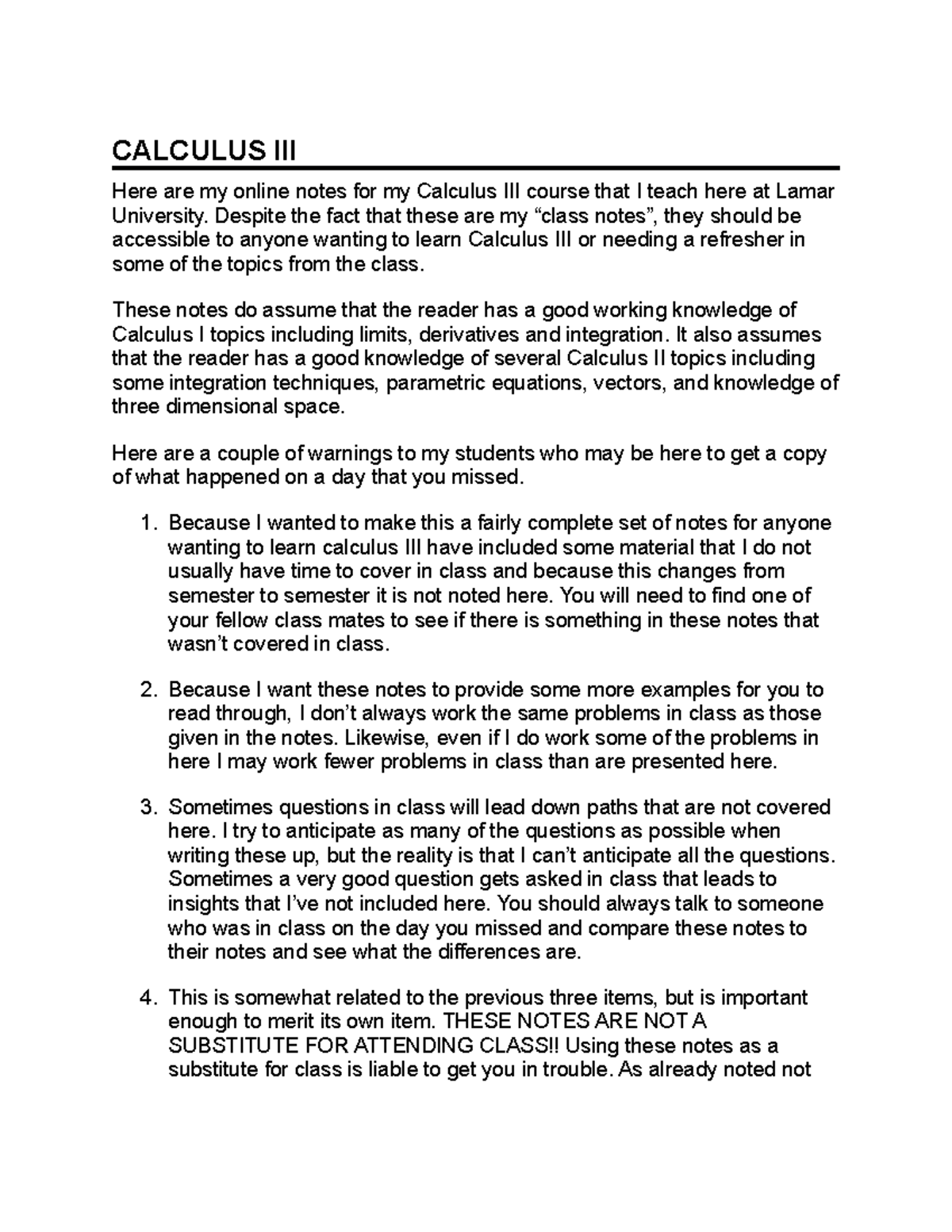 Calculus III - dddd - CALCULUS III Here are my online notes for my ...