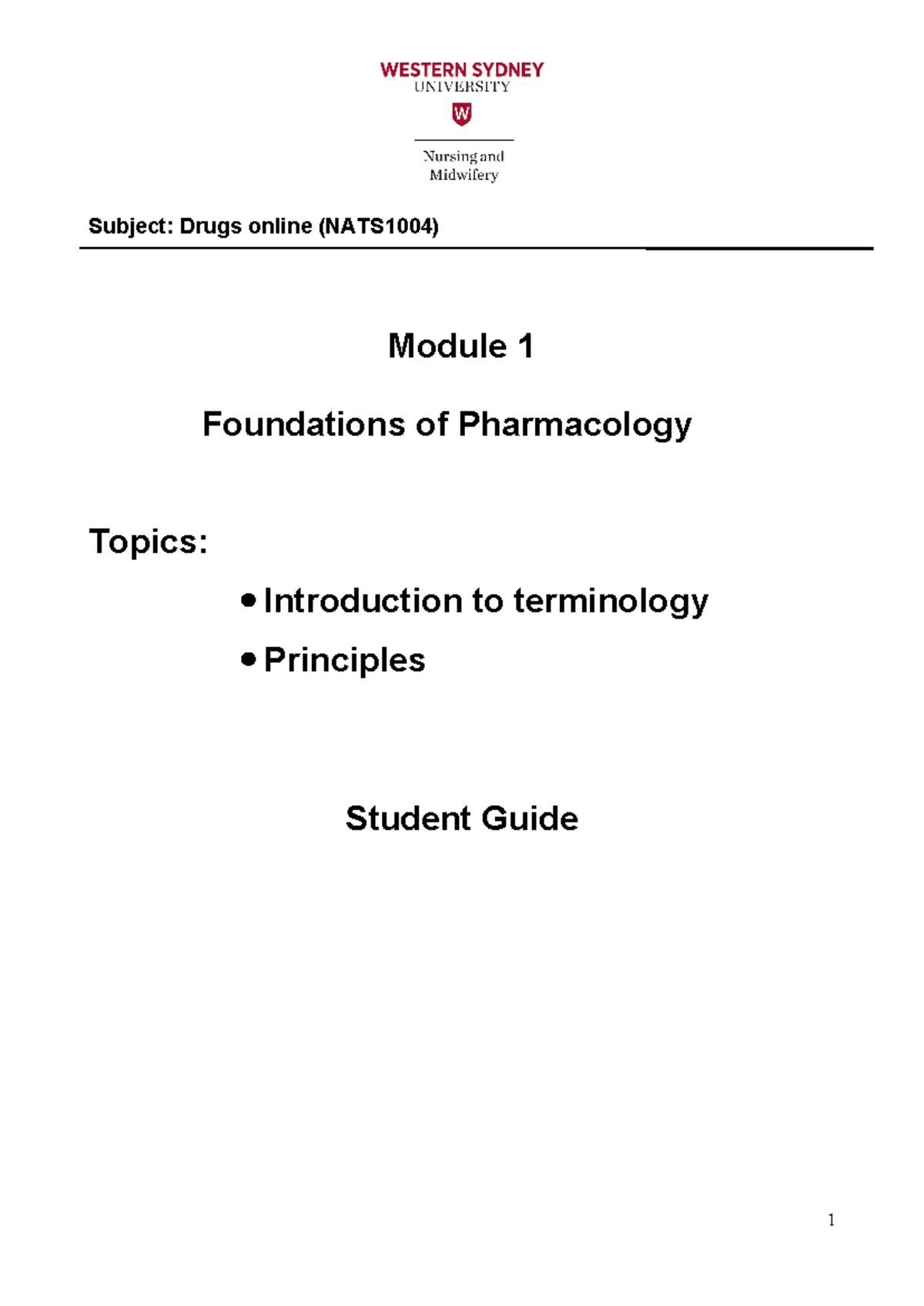 Tutorial guide Terminology and principles module 1 - Module 1 ...