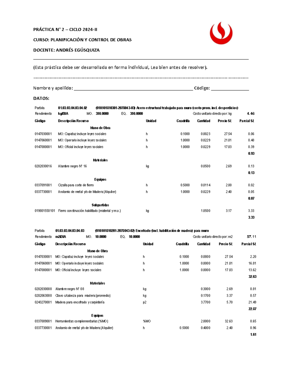 Pr Ctica N Cv Ii Pr Ctica N Ciclo Ii Curso Planificaci N Y Control De