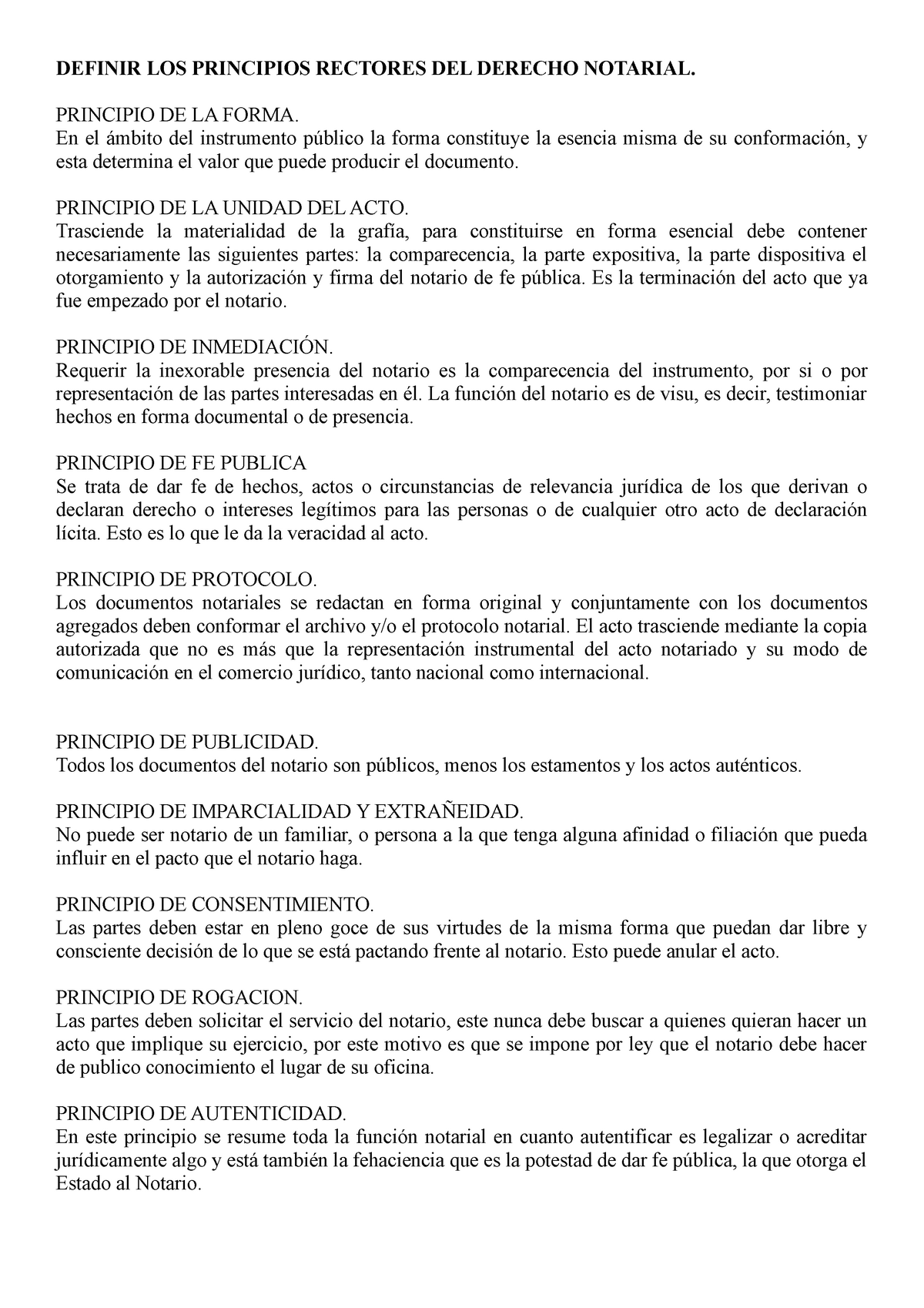 Principios Rectores Del Derecho Notarial Y Articulos De La Ley Notarial Definir Los Principios 6334