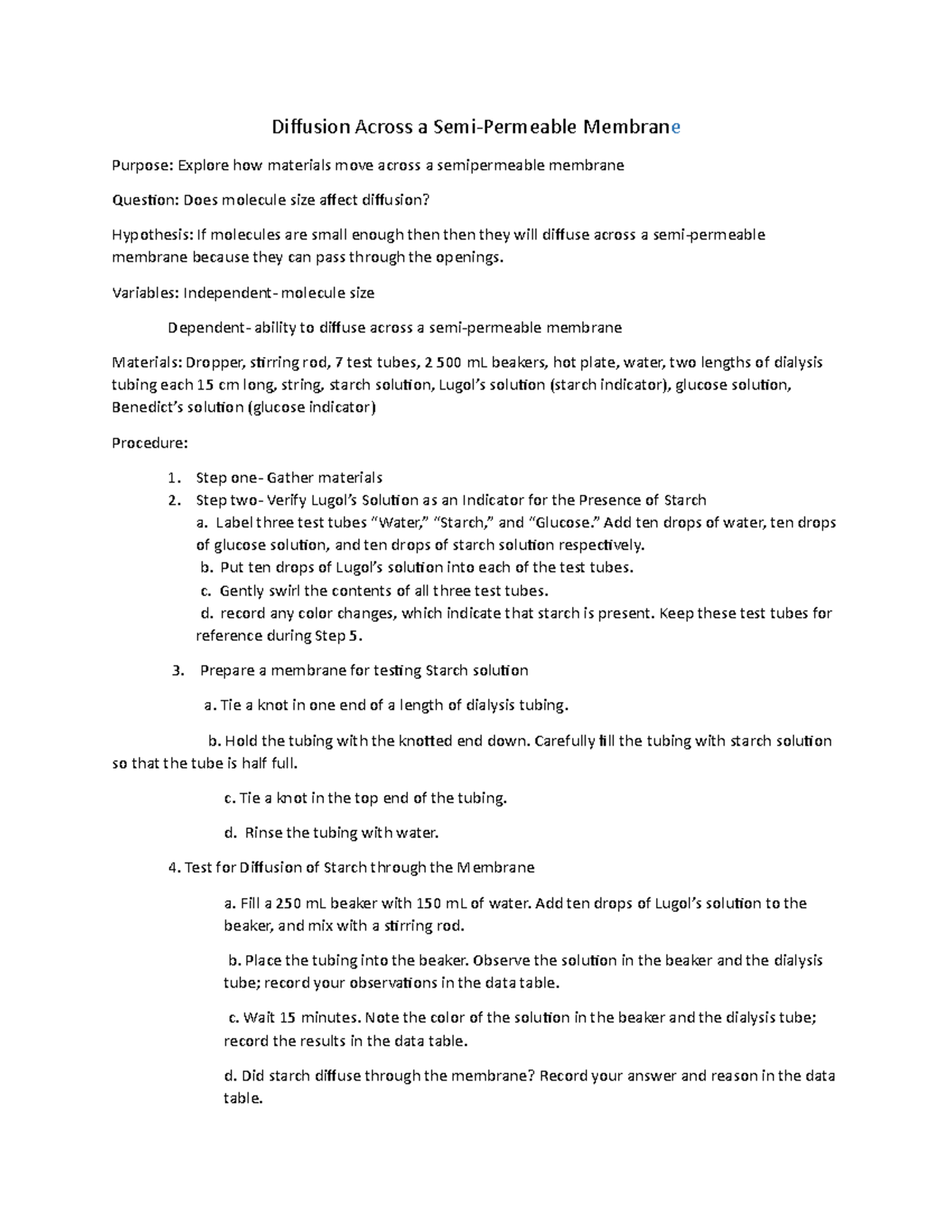 What Is The Diffusion Of Water Through A Semipermeable Membrane