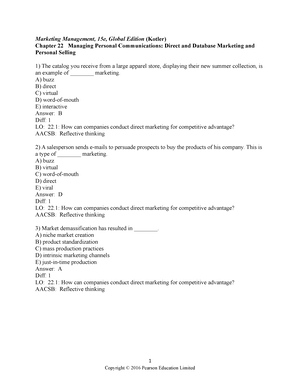 Chapter 1 - Test Bank Ch 1 - Marketing Management, 15e, Global Edition ...