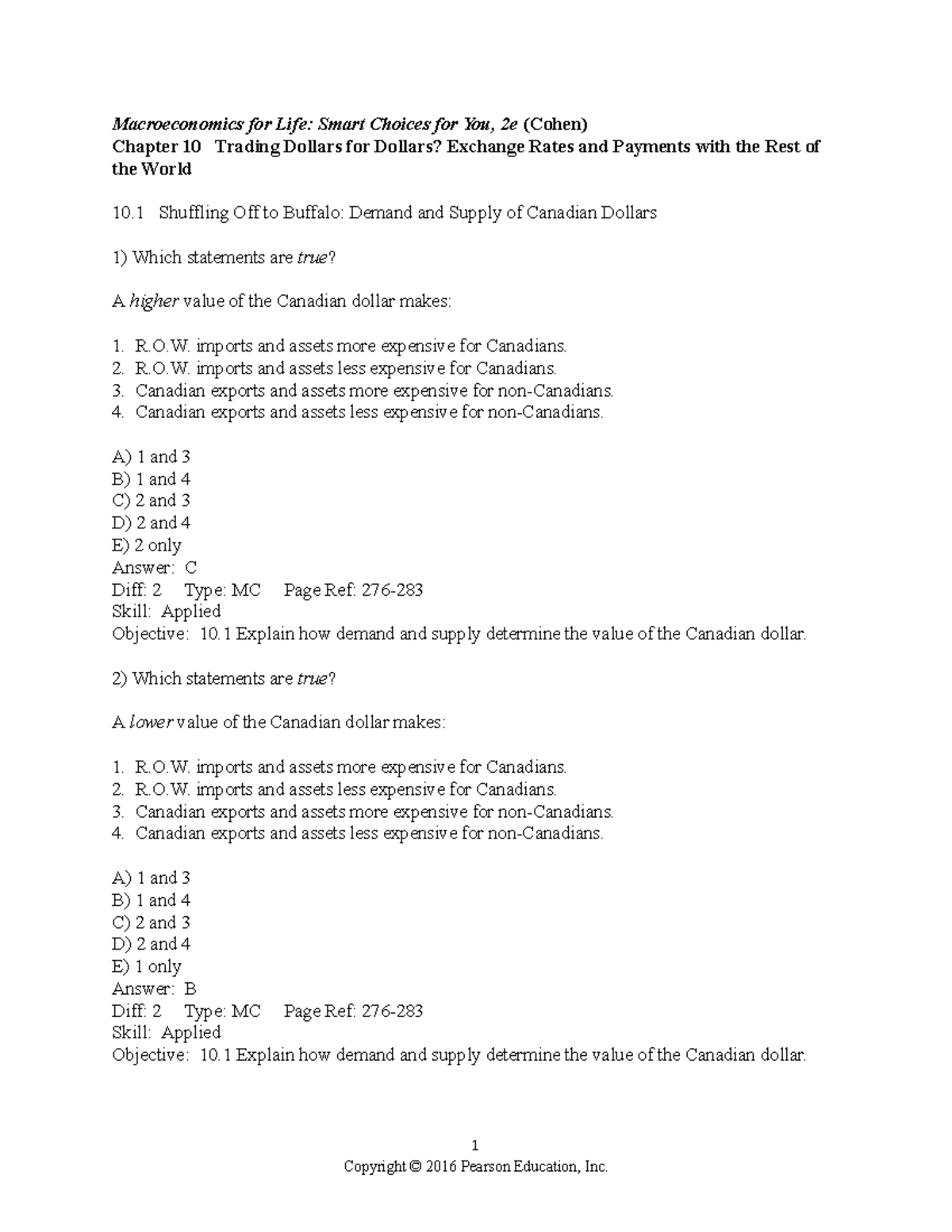 ECON1010 - Chapter 10 Test Bank - 2020 - Macroeconomics For Life: Smart ...