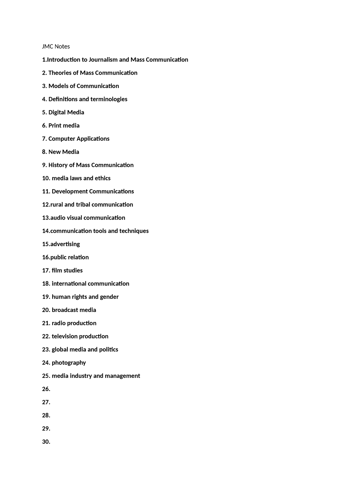 JMC Notes - JMC Notes 1 to Journalism and Mass Communication 2 ...