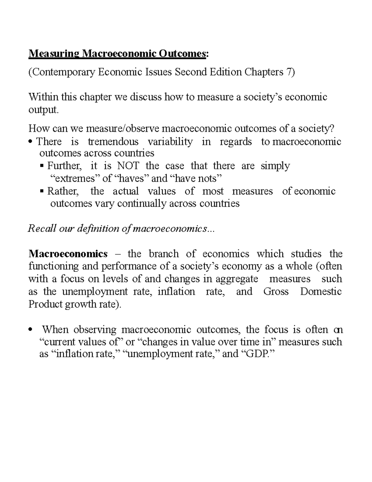 Chapter 7 Lecture Notes Revised 1 - Measuring Macroeconomic Outcomes ...