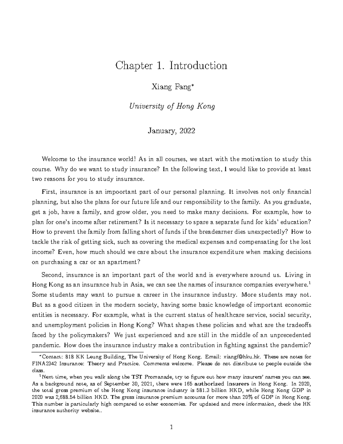 Chapter 1 - lecture notes - Chapter 1. Introduction Xiang Fang∗ ...