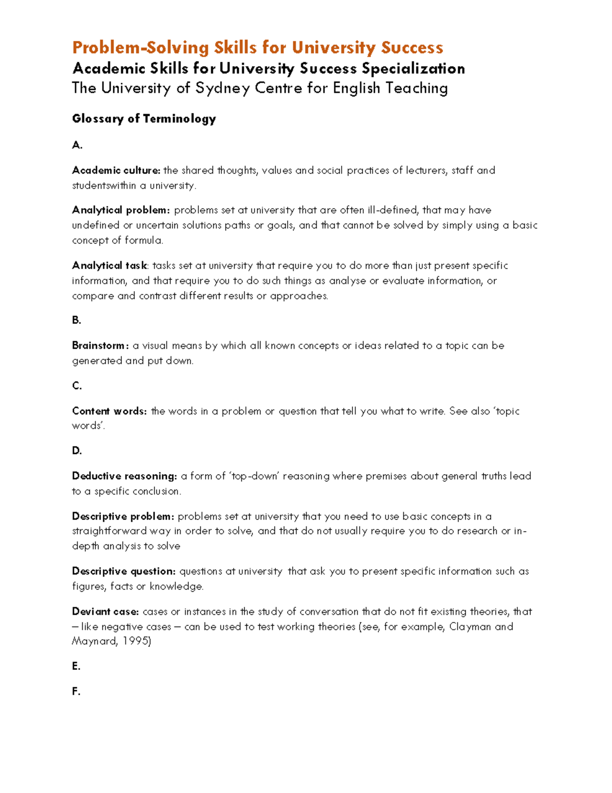 Glossary-course 2 - just glossary - Academic Skills for University ...