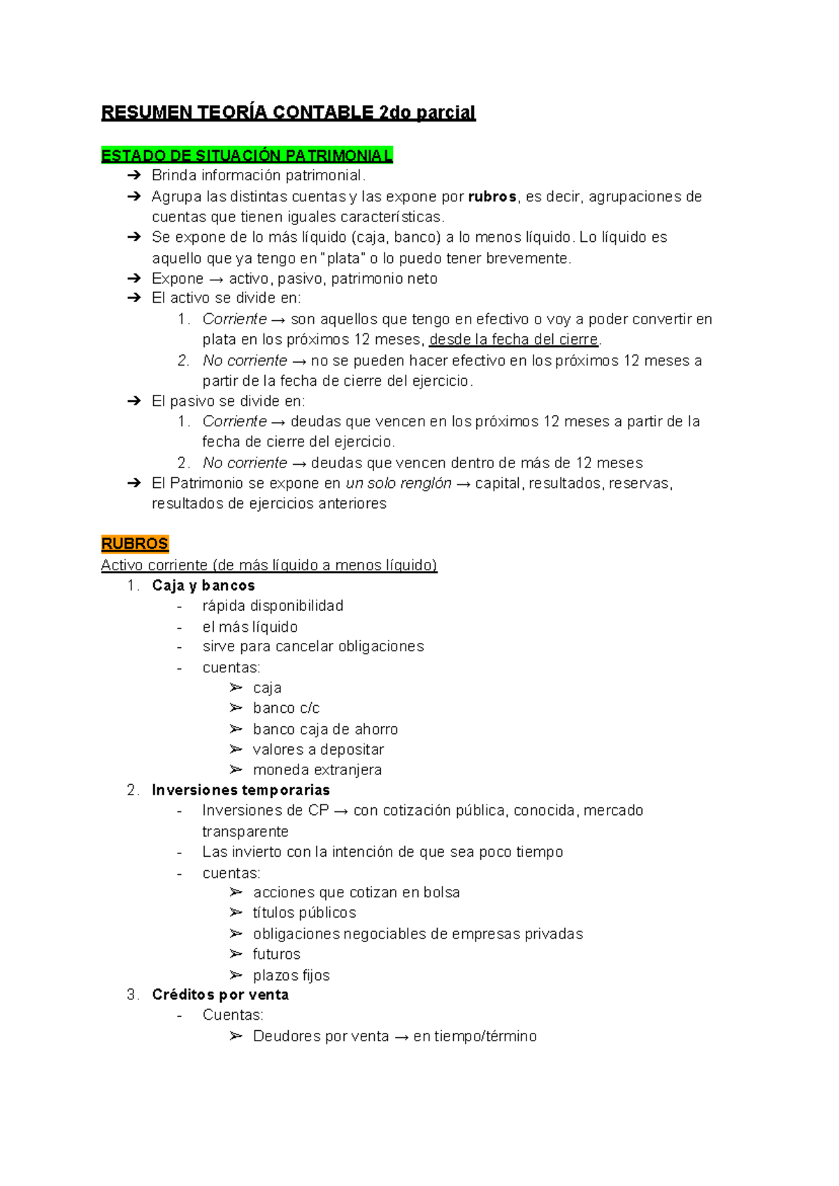 Resumen DEL Curso - RESUMEN TEORÍA CONTABLE 2do parcial ESTADO DE ...
