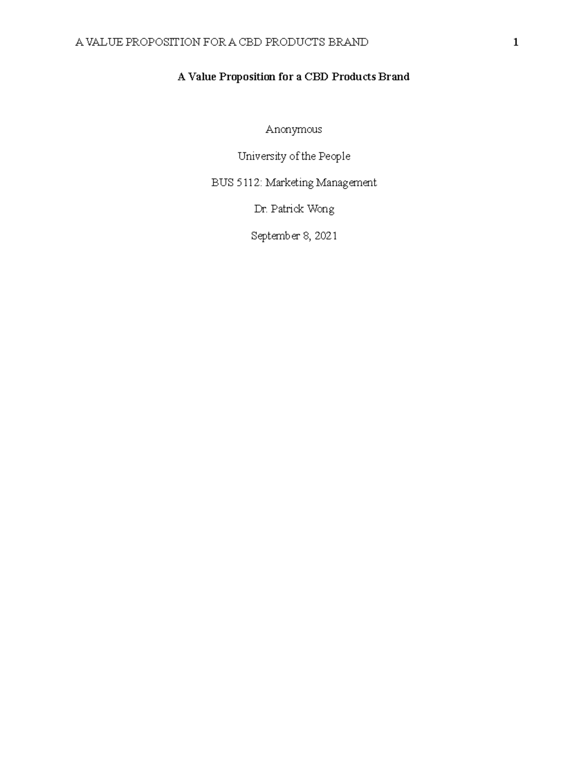BUS 5112 Marketing Management Unit 1 Written Assignment - BUS 5112 ...