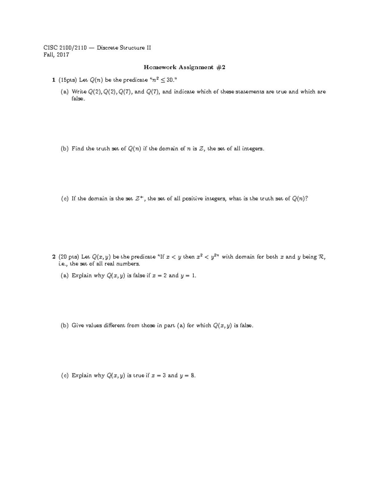 Homework Assignment 2 Cisc 2100 2110 Discrete Structure Ii Fall 17 Homework Assignment 1 Studocu