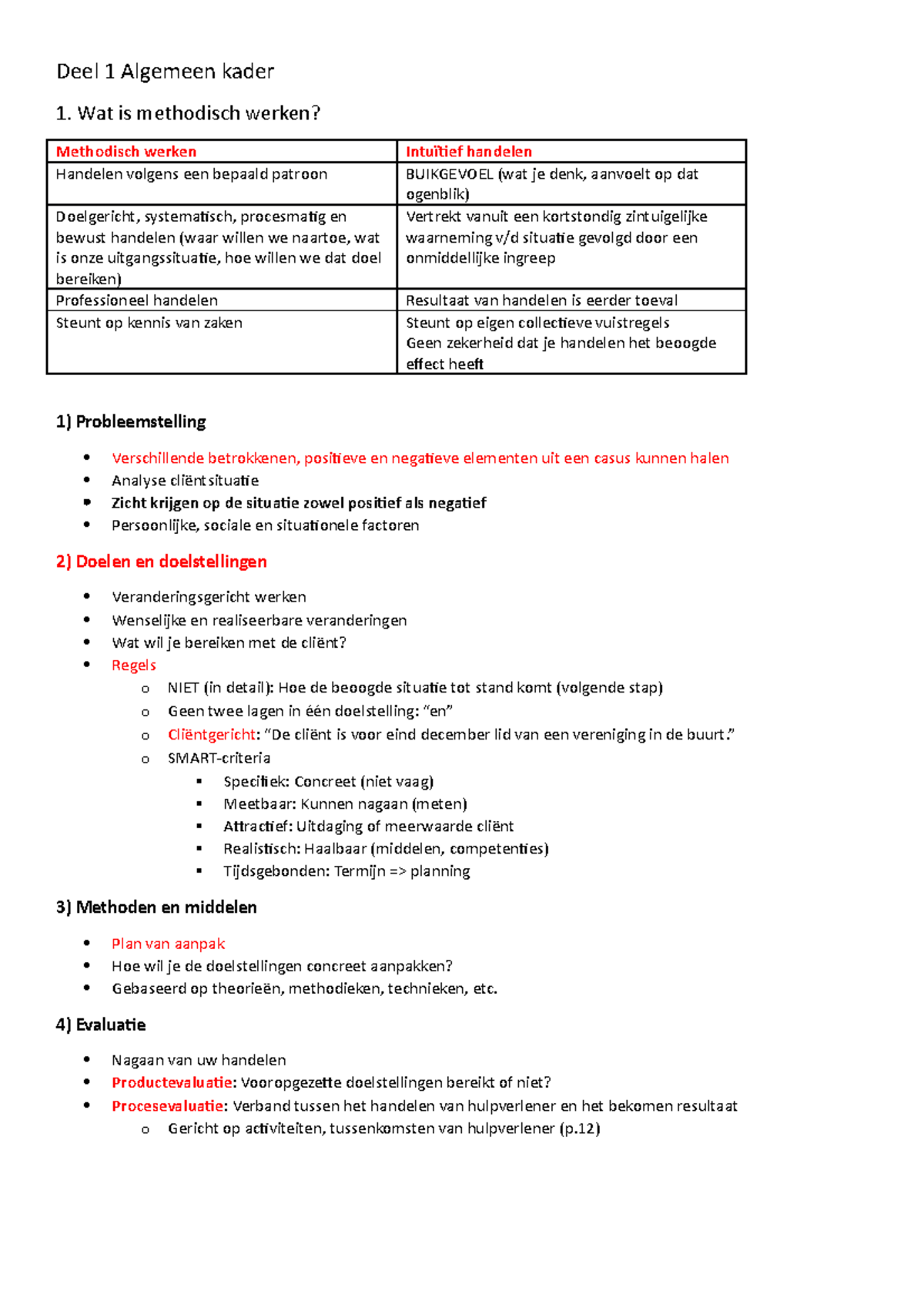 MW1. Wat Is Methodisch Werken - Deel 1 Algemeen Kader 1. Wat Is ...