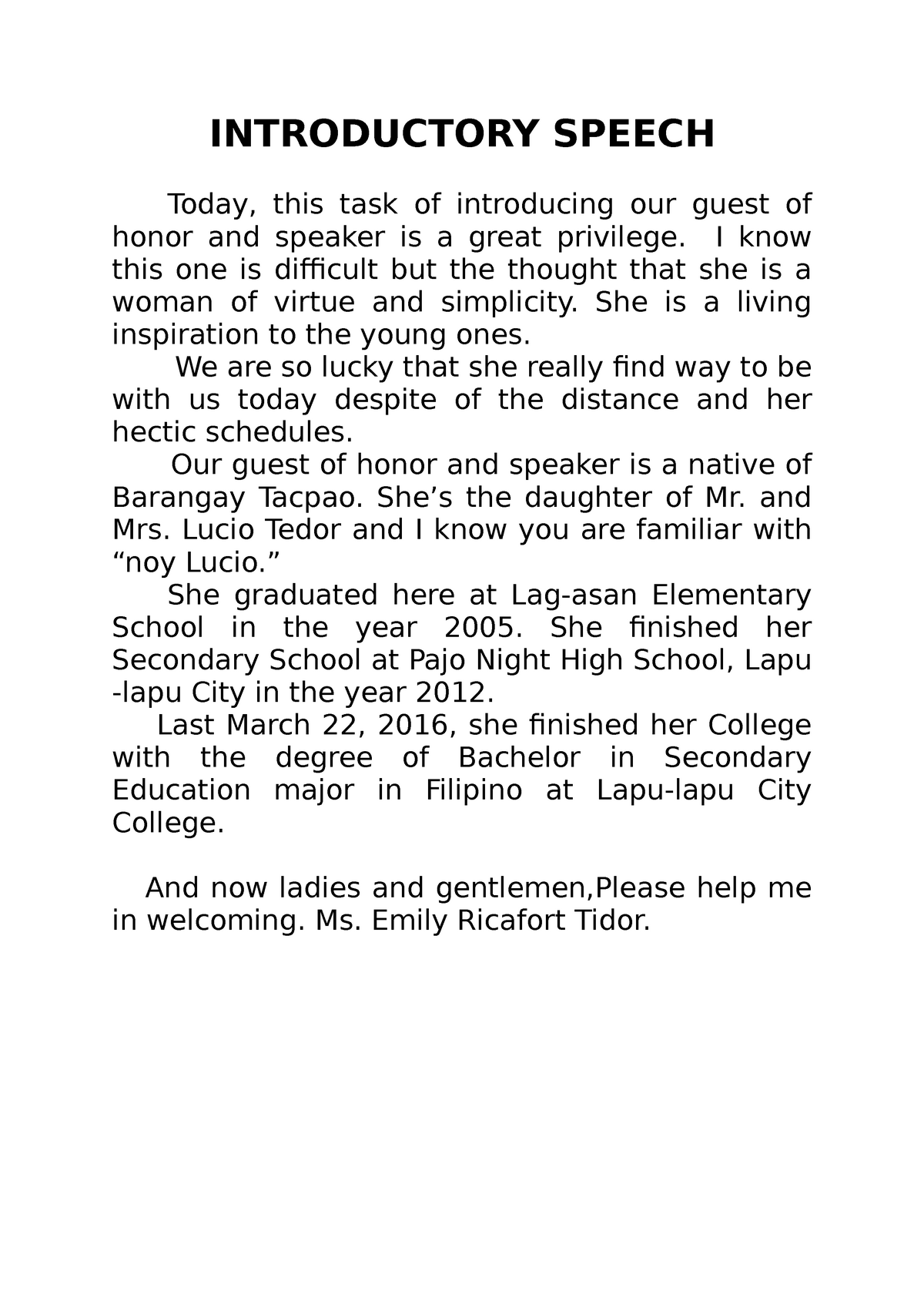 guest speaker speech for elementary graduation tagalog