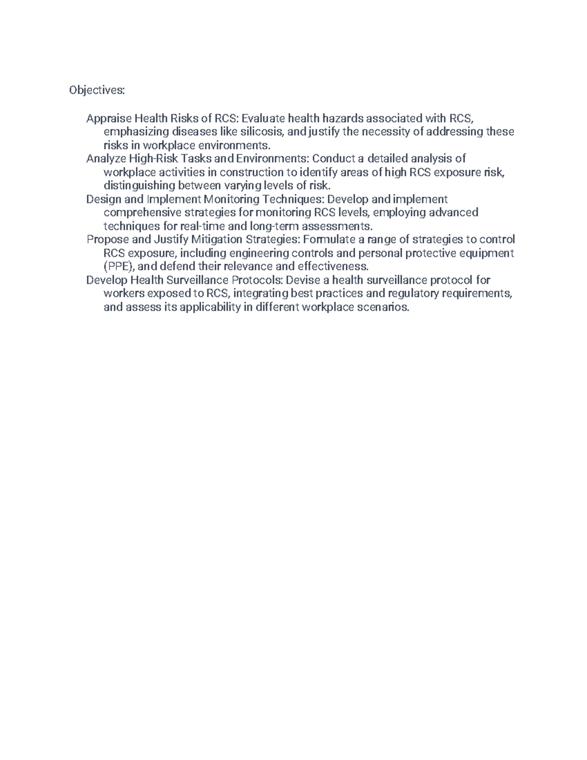 66666 - yur - Objectives: Appraise Health Risks of RCS: Evaluate health ...