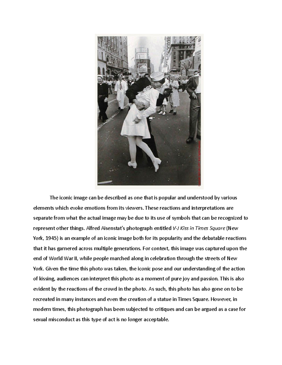 Forum Post 1 Iconic imagery - The iconic image can be described as one ...