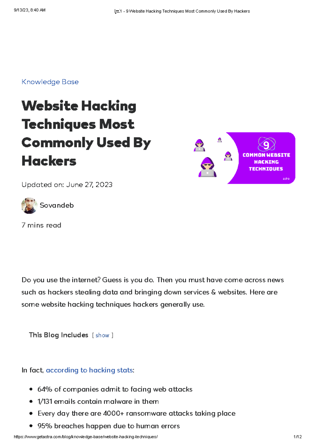 Cybersecurity additional notes - Knowledge Base Website Hacking ...