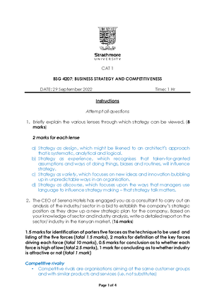 FM cat 2 Marking scheme - Study material - STRATHMORE INSTITUTE OF ...
