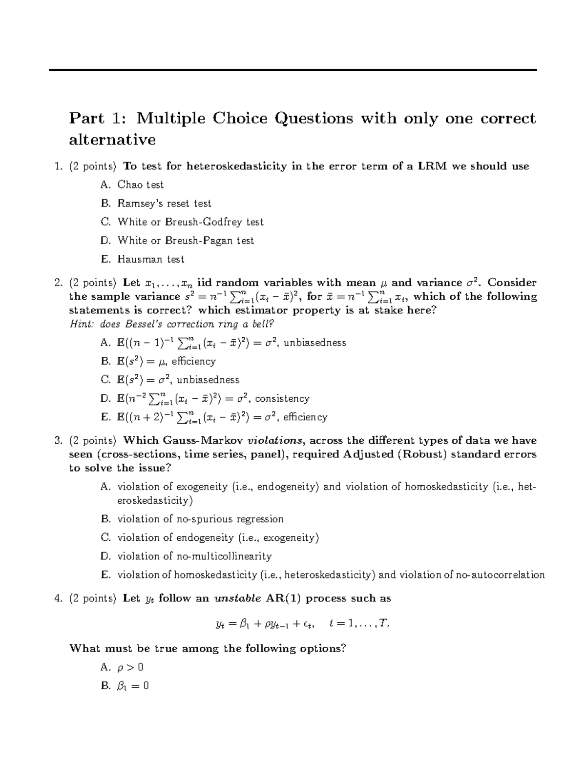 NEKG31 Exam Fall 23 24 - Part 1: Multiple Choice Questions with only ...