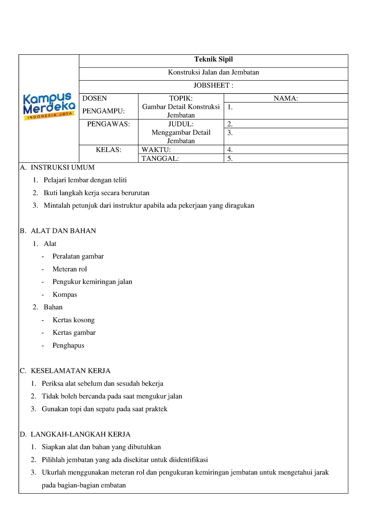 Jobsheet Detail Konstruksi Jembatan - Teknik Sipil Konstruksi Jalan Dan ...