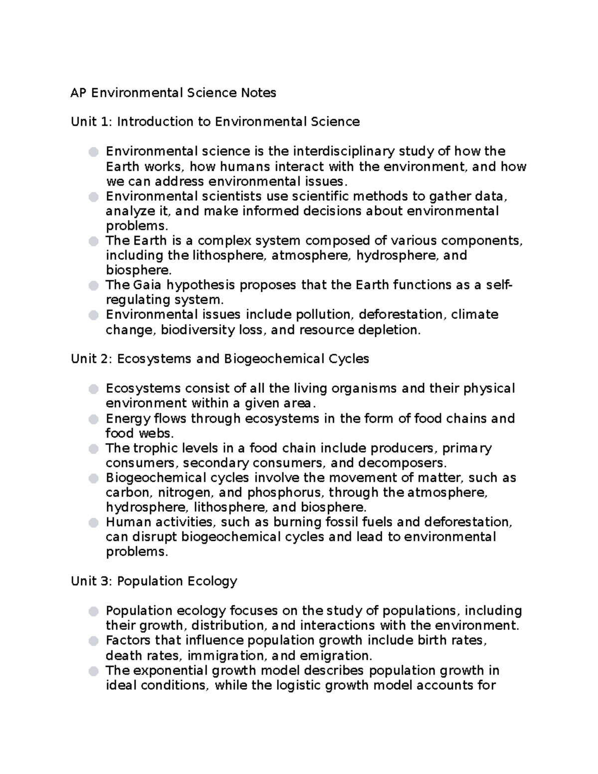 Environmental Science - Studocu