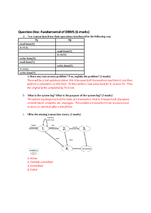 Practice Exam 2011, Advanced Database Systems, questions and answers ...