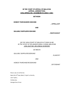 Sample Written Submissions (outline) - IN THE COURT OF APPEAL OF ...