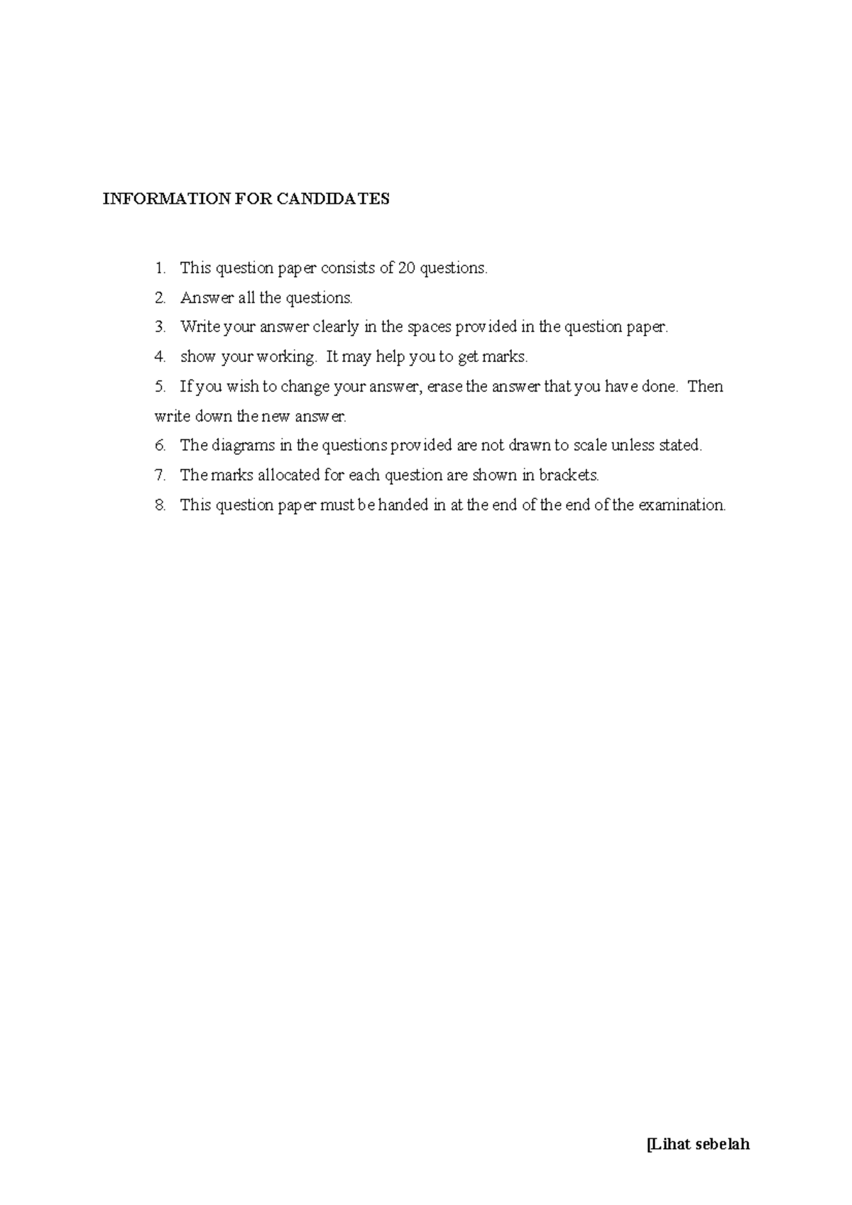 Latih TUBI Matematik T5 Modul 3 - INFORMATION FOR CANDIDATES 1. This ...