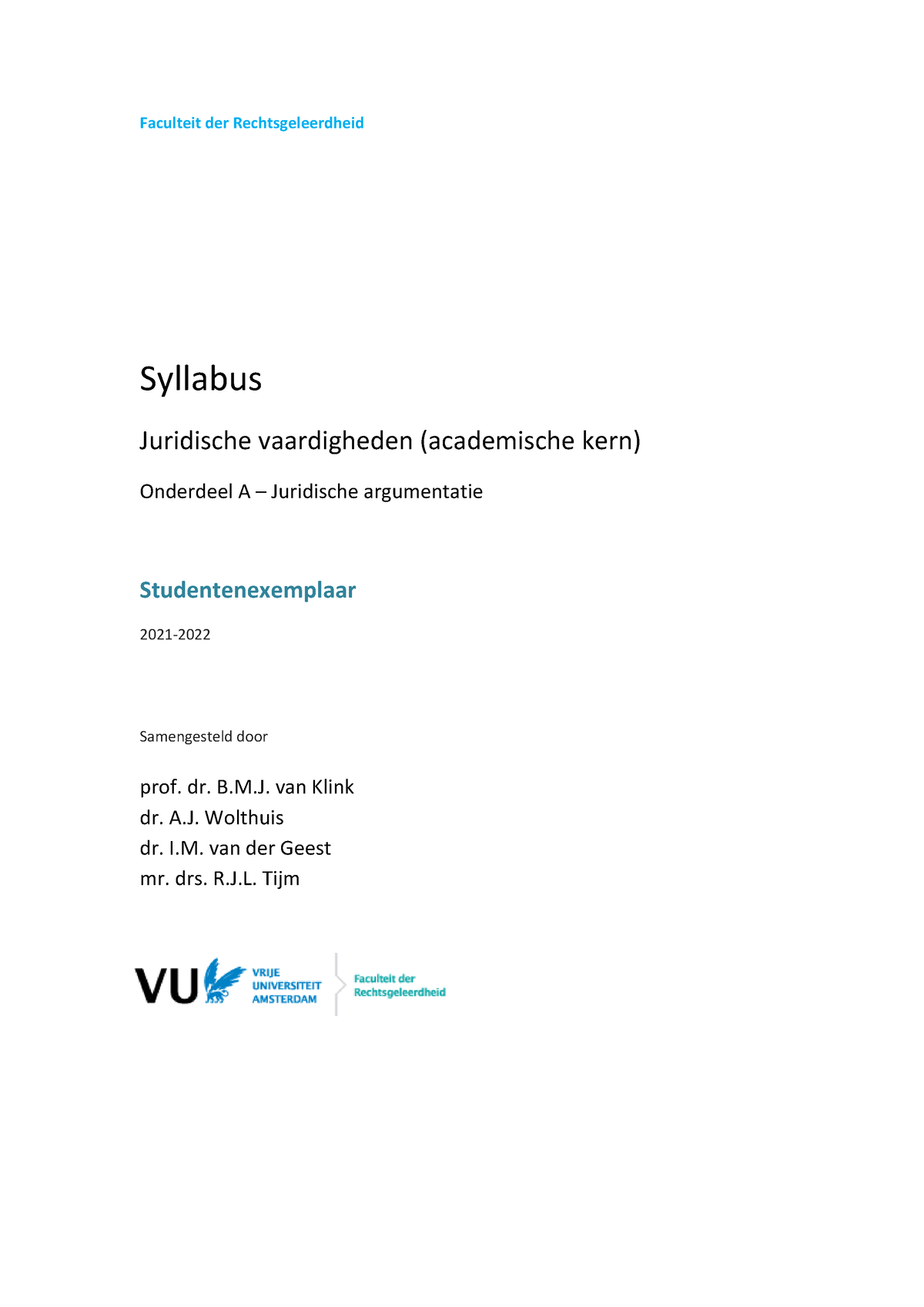 Syllabus JV-A 2021-2022 - Faculteit Der Rechtsgeleerdheid Syllabus ...