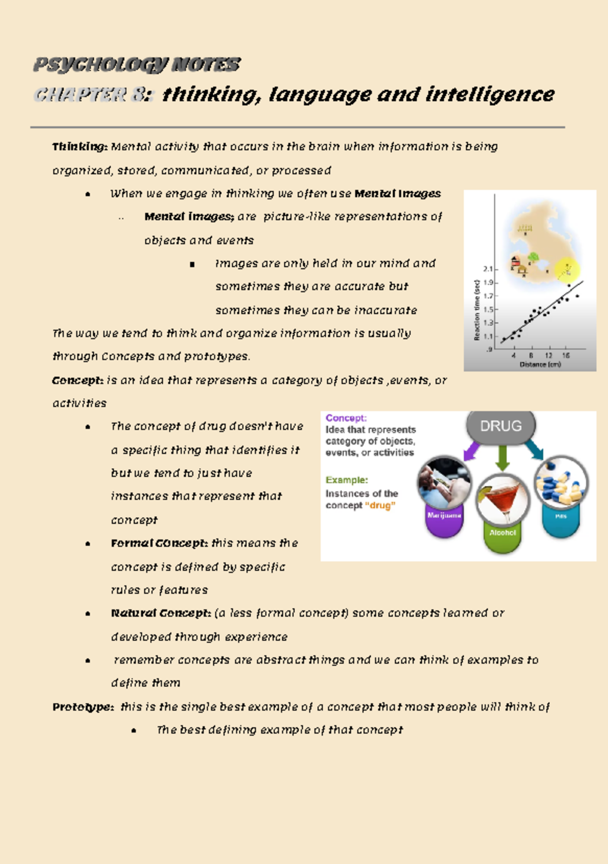 Chapter 8 - Class Notes - PSYCHOLOGY NOTES CHAPTER 8: Thinking ...