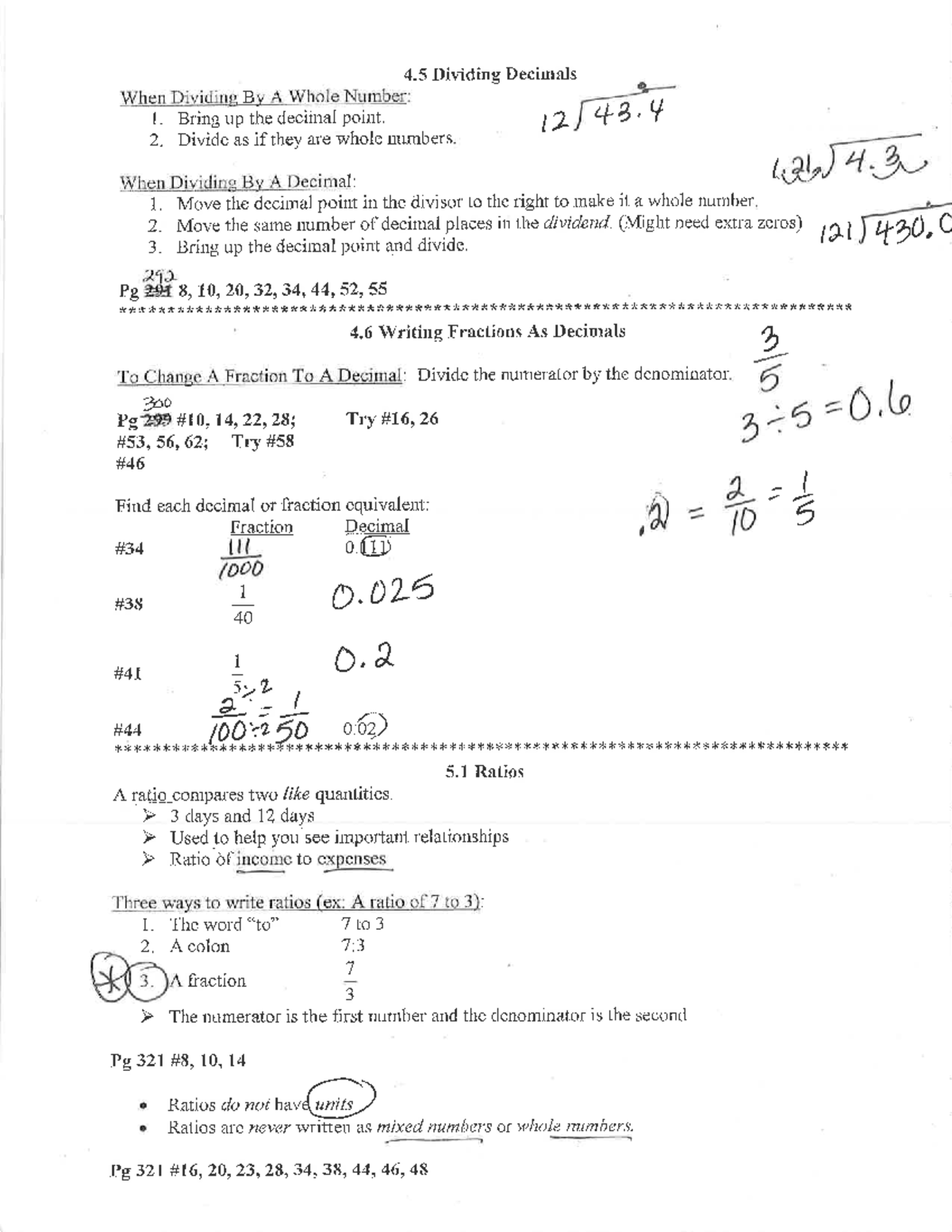 Sections 4.5,4 - 4 Dividing Decimals When Dividing A Whole Number: 1 ...