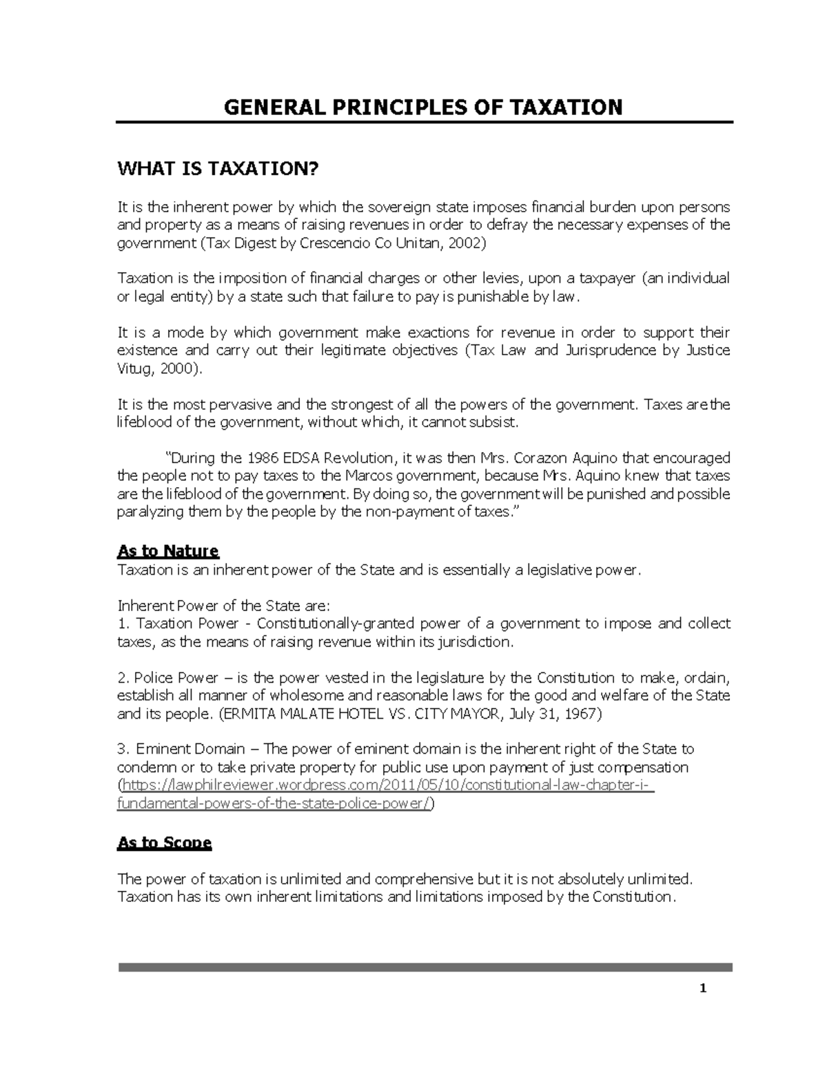 1 General Principles Of Taxation - GENERAL PRINCIPLES OF TAXATION WHAT ...